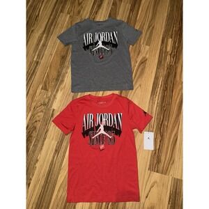 Nike Jordan Boys Cotton T-shirt Graphic Tee Shirt‎ Sz Small 8 Lot Red New Gray